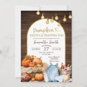 秋の素朴カボチャのパン&おむつ赤ちゃんシャワー 招待状 (正面)