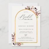 秋の素朴ゴールデンフレームブライダルシャワー 招待状 (正面)