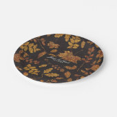 秋の素朴ゴールデン葉のエレガントな結婚式 ペーパープレート (アングル)