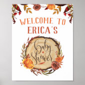 秋の素朴シャワー歓迎サイン ポスター (正面)