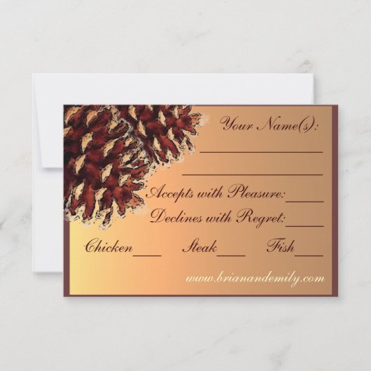 秋の素朴テーマ松コーンRSVPカード 出欠カード (正面)