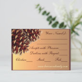秋の素朴テーマ松コーンRSVPカード 出欠カード (スタンド正面)