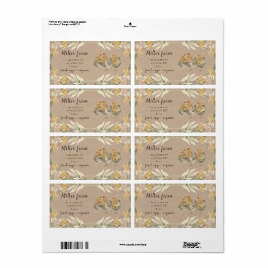 秋の素朴トーンズファームハウスエッグカートンラベル ラベル (フルシート)