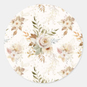 秋の素朴バラ水彩植物学 ラウンドシール (正面)