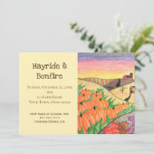 秋の素朴フォークアートハイライドボンファイアパーティー 招待状 (スタンド正面)