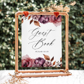 秋の素朴フローラの結婚ゲストブックサイン ポスター