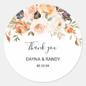 秋の素朴フローラエレガント有難う ラウンドシール (正面)