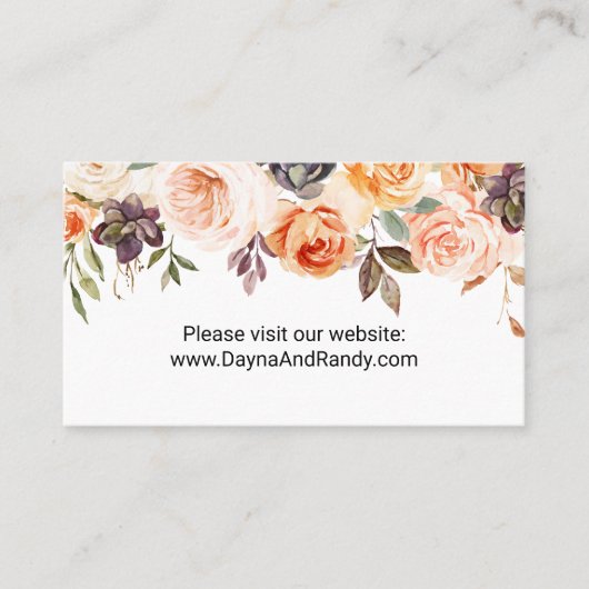 秋の素朴フローラエレガントWebサイト挿入カード 名刺 (正面)