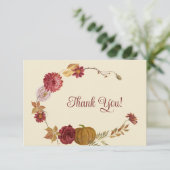 秋の素朴フローラカボチャ折りサンキューカード サンキューカード (スタンド正面)