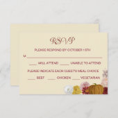 秋の素朴フローラカボチャRSVP セーブザデート (正面/裏面)