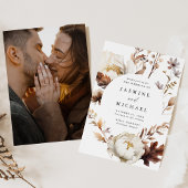 秋の素朴フローラサークルフレーム結婚写真 招待状