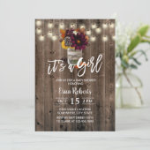 秋の素朴フローラジャールバーンガールベビーシャワー 招待状 (スタンド正面)