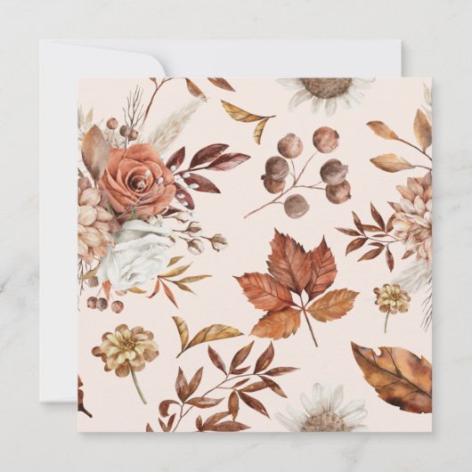 秋の素朴フローラスクエア結婚式招待状 招待状 (裏面)