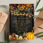 秋の素朴フローラバーンウッド引っ越し祝いパーティーbbq 招待状