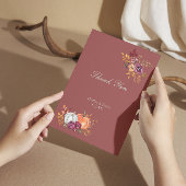 秋の素朴フローラパンプキ結婚ン サンキューカード