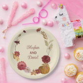 秋の素朴フローラパンプキ結婚ン ペーパープレート (パーティー)