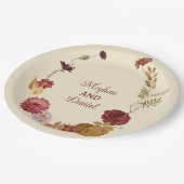 秋の素朴フローラパンプキ結婚ン ペーパープレート (アングル)