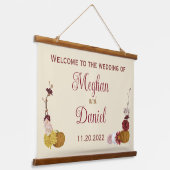 秋の素朴フローラパンプキ結婚ン 吊り下げ型タペストリー (傾斜あり)