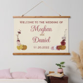 秋の素朴フローラパンプキ結婚ン 吊り下げ型タペストリー (寝室)