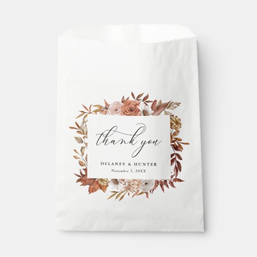 秋の素朴フローラパーソナライズされた フェイバーバッグ (正面)