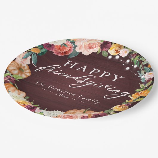 秋の素朴フローラフレンドシグディナー紙Pl ペーパープレート (アングル)