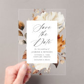 秋の素朴フローラフレーム結婚式の日付の保存 アクリル招待状 (インサイチュ (ポータブル))