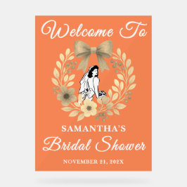 秋の素朴フローラブライダルシャワーへようこそ アクリルサイン