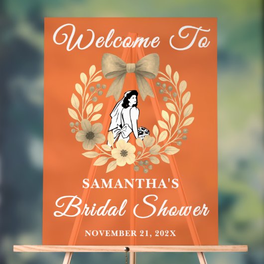 秋の素朴フローラブライダルシャワーへようこそ アクリルサイン (ニュートラル)