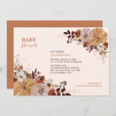 秋の素朴フローラベビーシャワー招待状 招待状 (正面/裏面)