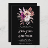 秋の素朴フローラボタニカルブ結婚ラック 招待状 (正面/裏面)