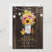 秋の素朴フローラメイスンジャールバーンウッドズ結婚ズ 招待状 (正面)