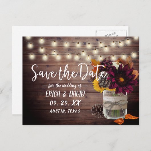 秋の素朴フローラメイスンジャールバーンセーブ 案内ポストカード (正面/裏面)