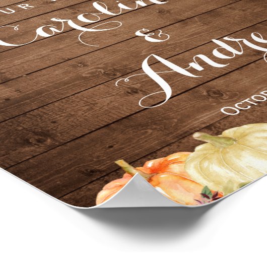 秋の素朴フローラメイスンジャー結婚ライツサイン ポスター (角)