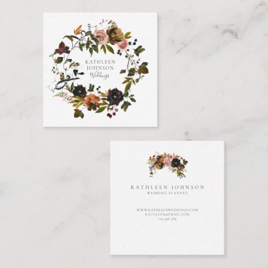 秋の素朴フローラリース名刺 スクエア名刺 (正面/裏面)