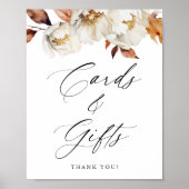 秋の素朴フローラ婚礼カードとギフトサイン ポスター (正面)