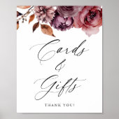 秋の素朴フローラ婚礼カードとギフトサイン ポスター (正面)