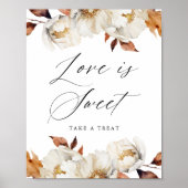 秋の素朴フローラ愛は甘い好意のサイン ポスター (正面)