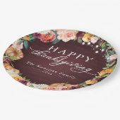 秋の素朴フローラ感謝祭ディナー紙プラン ペーパープレート (アングル)