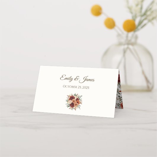 秋の素朴フローラ折り畳み座席表 プレイスカード (裏面)