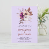 秋の素朴フローラ植物紫結婚ズ 招待状 (スタンド正面)
