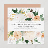 秋の素朴フローラ水彩結婚式招待状 招待状 (正面/裏面)