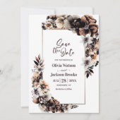 秋の素朴フローラ結婚式の日付を保存 セーブザデート (正面)