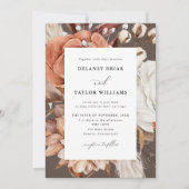 秋の素朴フローラ、ソフトブラウン結婚ズ 招待状 (正面)