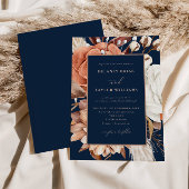 秋の素朴フローラ、枠つきブルーダーク結婚ズ 招待状