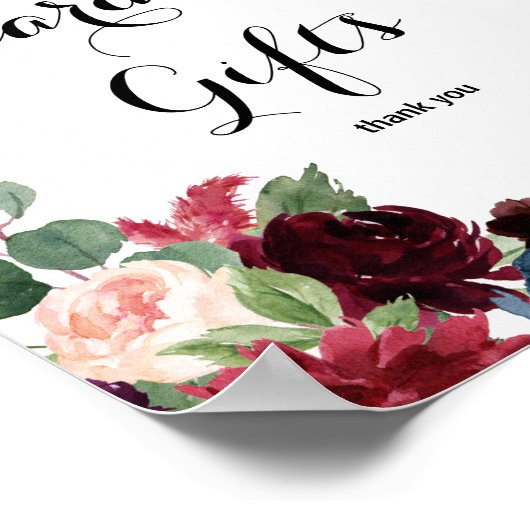 秋の素朴ブルゴーニュのカードとギフトサイン ポスター (角)