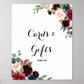 秋の素朴ブルゴーニュのカードとギフトサイン ポスター (正面)