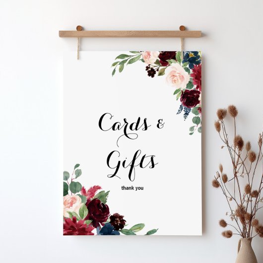 秋の素朴ブルゴーニュのカードとギフトサイン ポスター