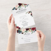 秋の素朴ブルゴーニュの書結婚道 オールインワン招待状 (貼ってはがせる)