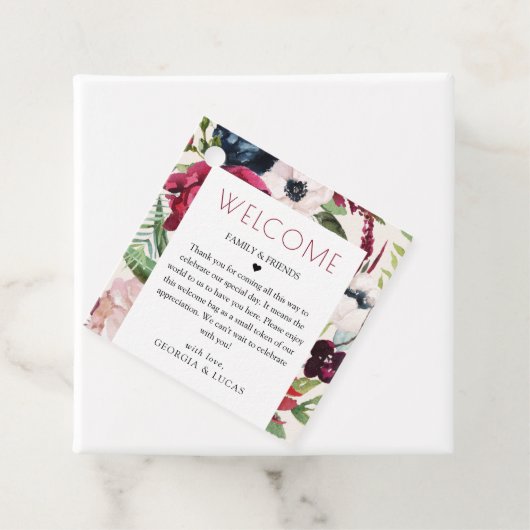 秋の素朴ブルゴーニュモダンー海軍の結婚歓迎 フェイバータグ (インサイチュ)