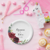 秋の素朴ブルゴーニュ書結婚道のケーキ ペーパープレート (パーティー)